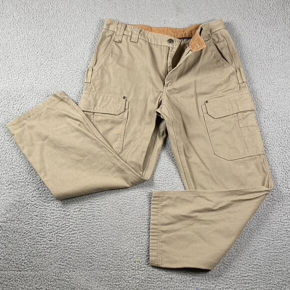 Duluth Trading Co Cargo Heavy Pants Men's 37x32 Tan Utility Workwear Rugged - Picture 1 of 10